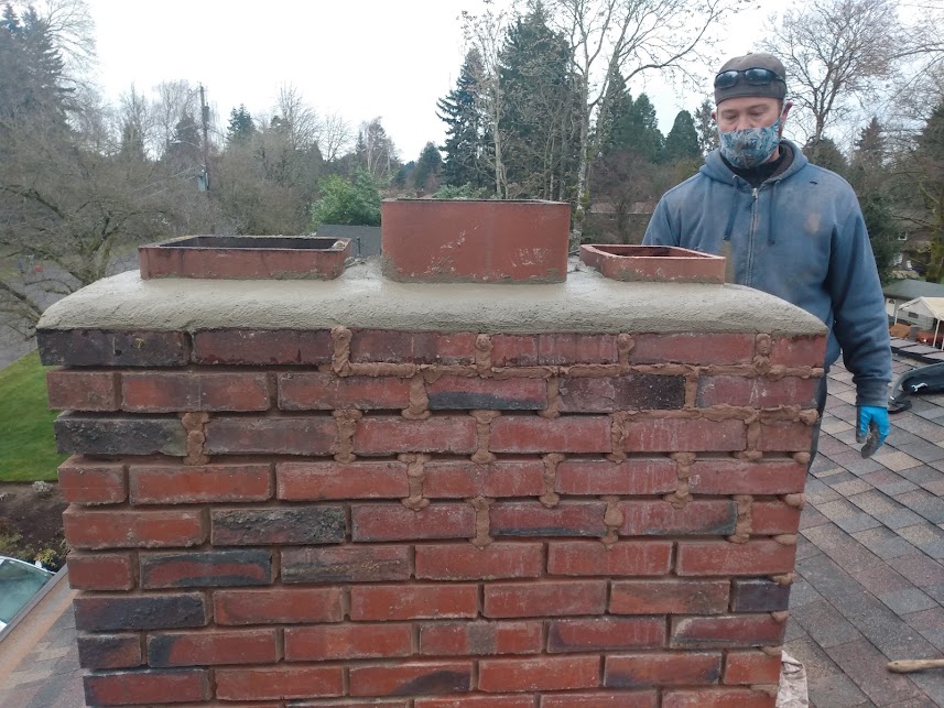 Flue tiles on top of a chimney